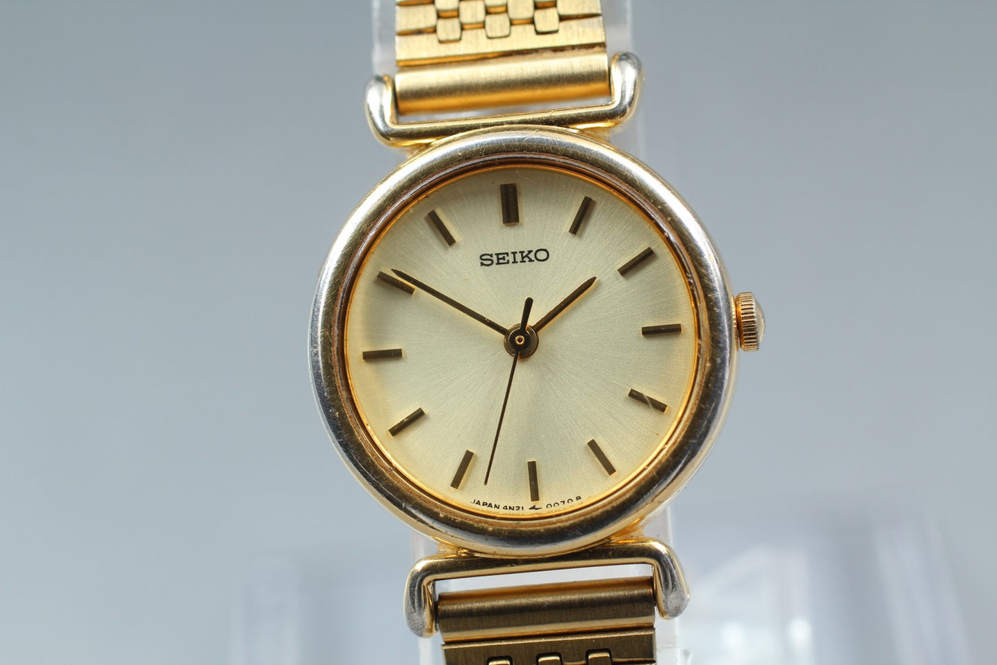 Vtg.2000 [N MINT] SEIKO 4N21-0052 22mm Bracelet Gold Quartz Ladies Watch JAPAN