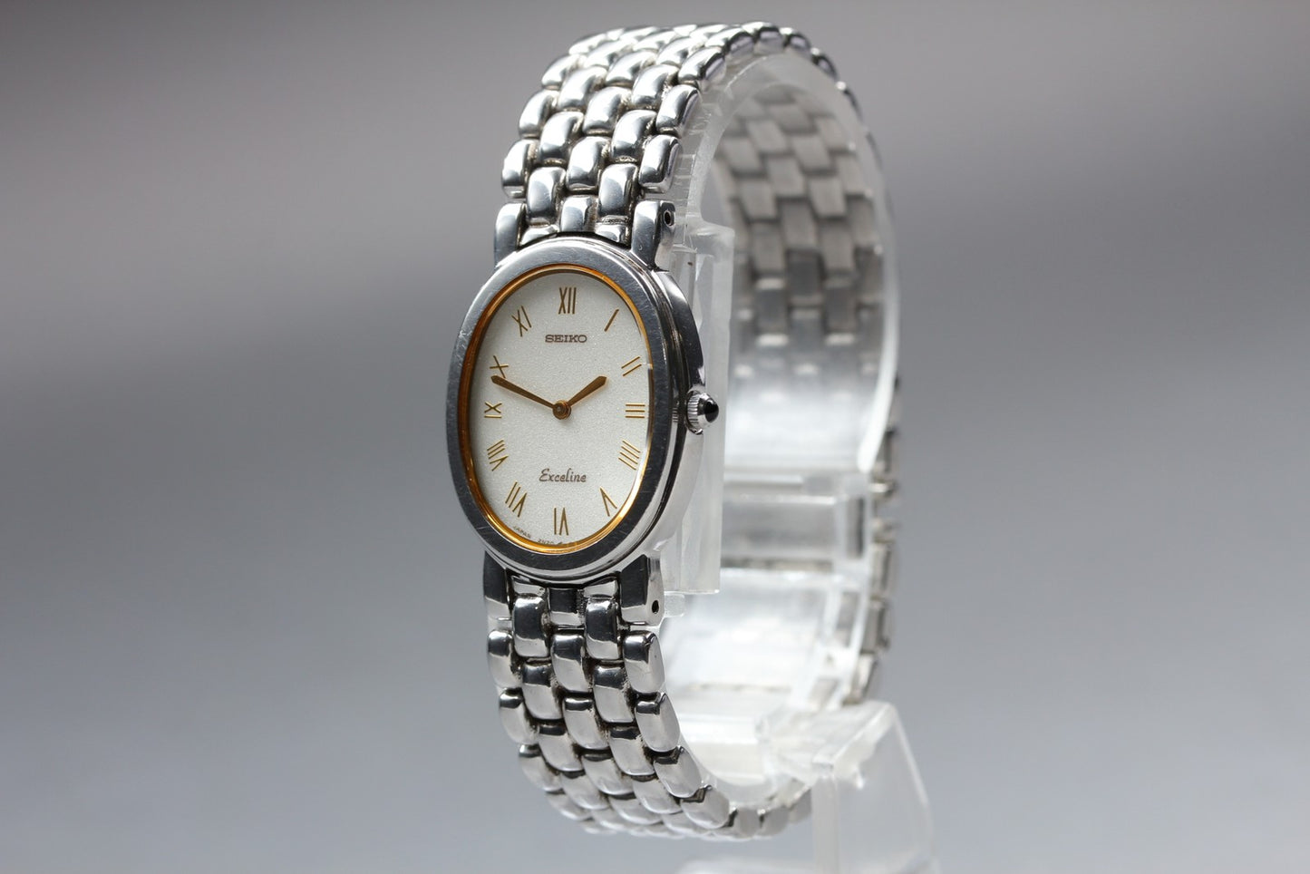 Vtg. [N MINT] SEIKO Exceline 2N20-5020 Bracelet Roman Quartz Ladies Watch JAPAN