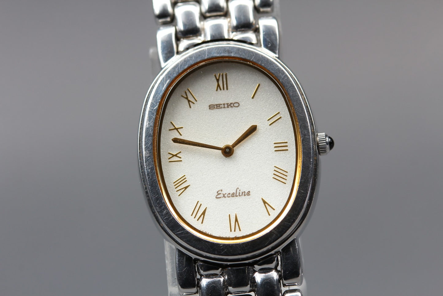 Vtg. [N MINT] SEIKO Exceline 2N20-5020 Bracelet Roman Quartz Ladies Watch JAPAN