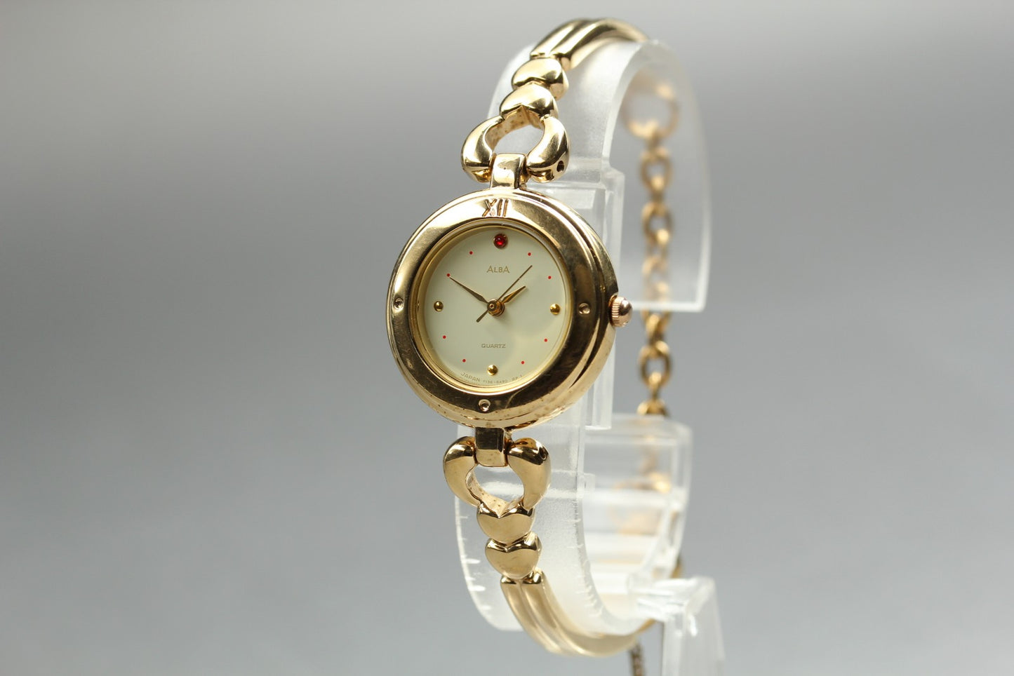 1992 [N MINT] SEIKO ALBA Y136-6A50 Bracelet Heart Gold Quartz Ladies Watch JAPAN