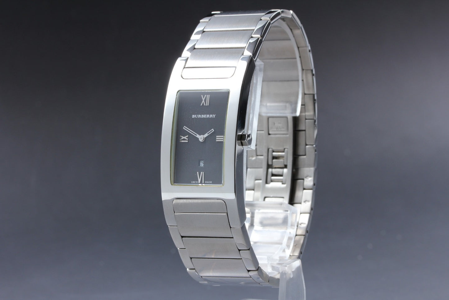 Vtg.[N MINT] BURBERRY 14000G Day Roman Tank Silver 24mm Quartz Men's Watch JAPAN