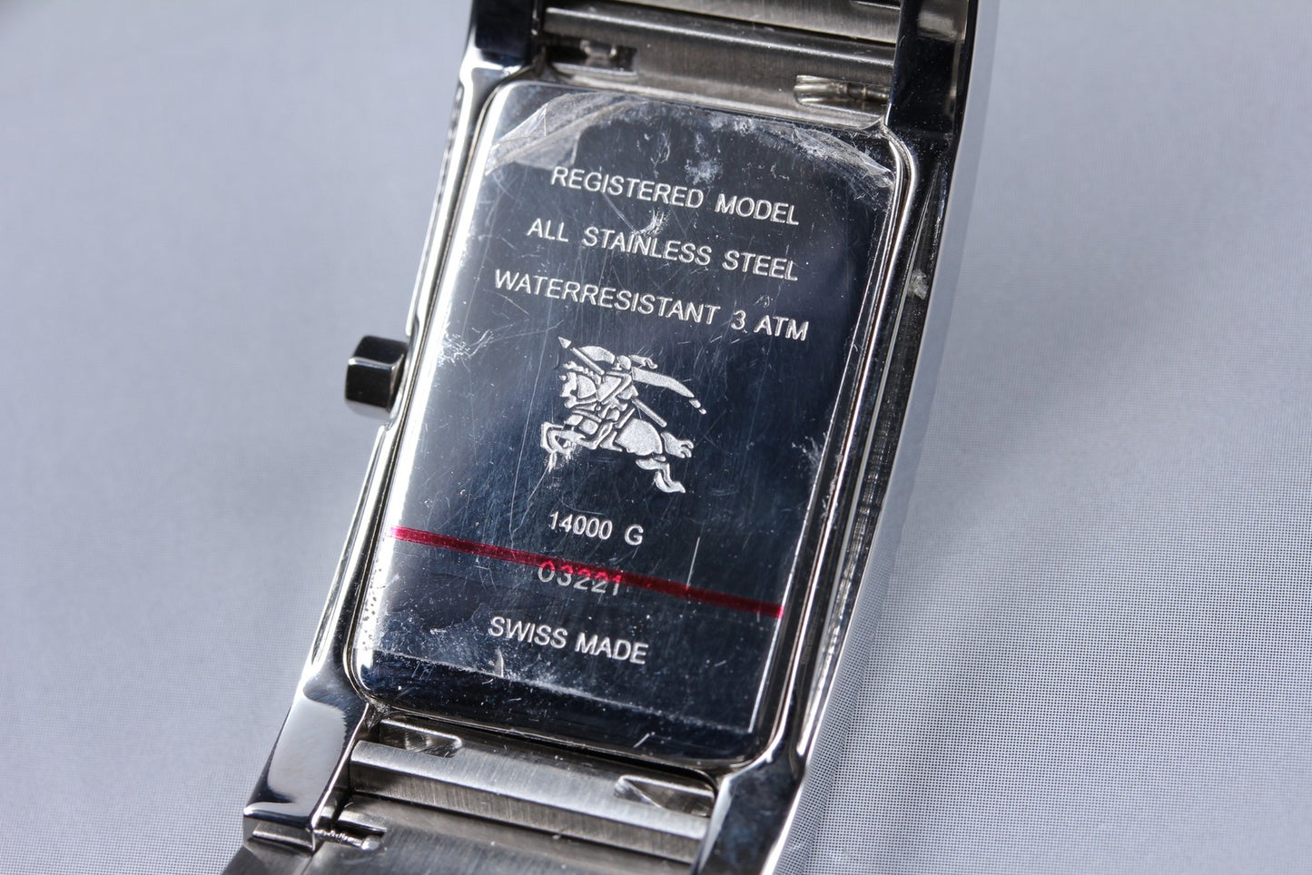 Vtg.[N MINT] BURBERRY 14000G Day Roman Tank Silver 24mm Quartz Men's Watch JAPAN