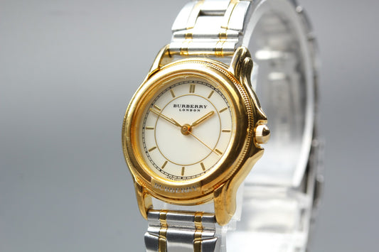 Vtg. [N MINT] BURBERRY 6031-G13419 Bracelet 24mm Gold Quartz Ladies Watch JAPAN