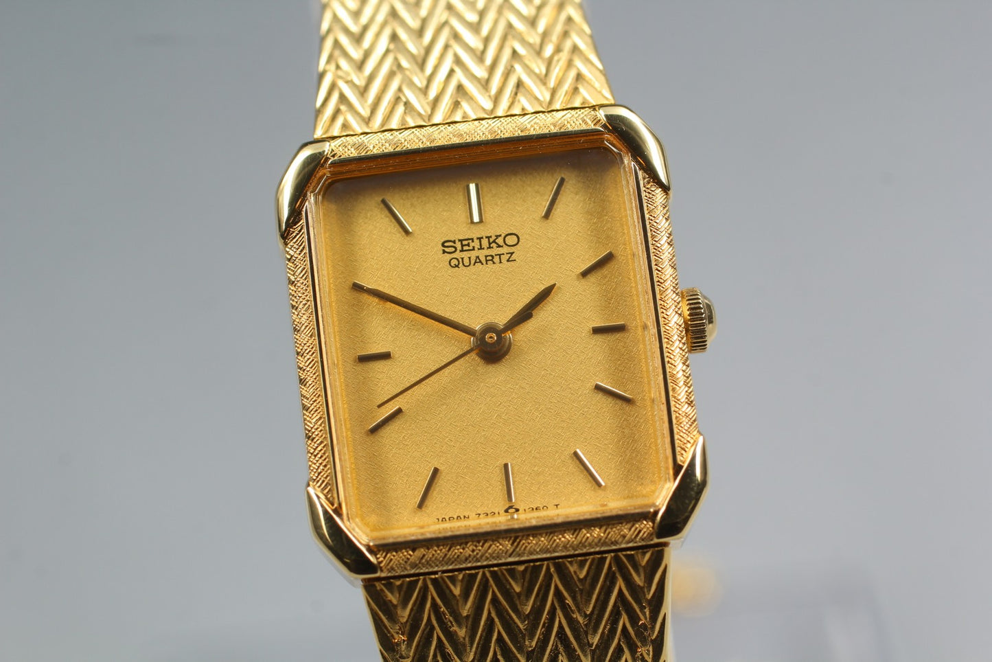 Vtg.1986 [N MINT] SEIKO 7321-5810 Tank 18mm Bracelet Gold Quartz Ladies Watch JP