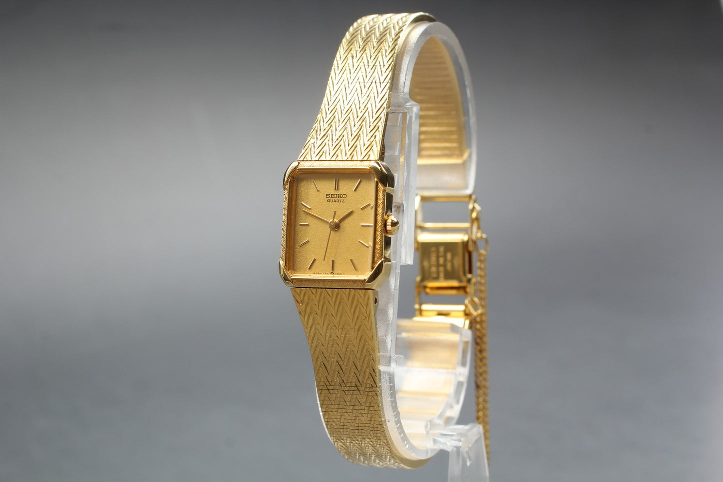 Vtg.1986 [N MINT] SEIKO 7321-5810 Tank 18mm Bracelet Gold Quartz Ladies Watch JP