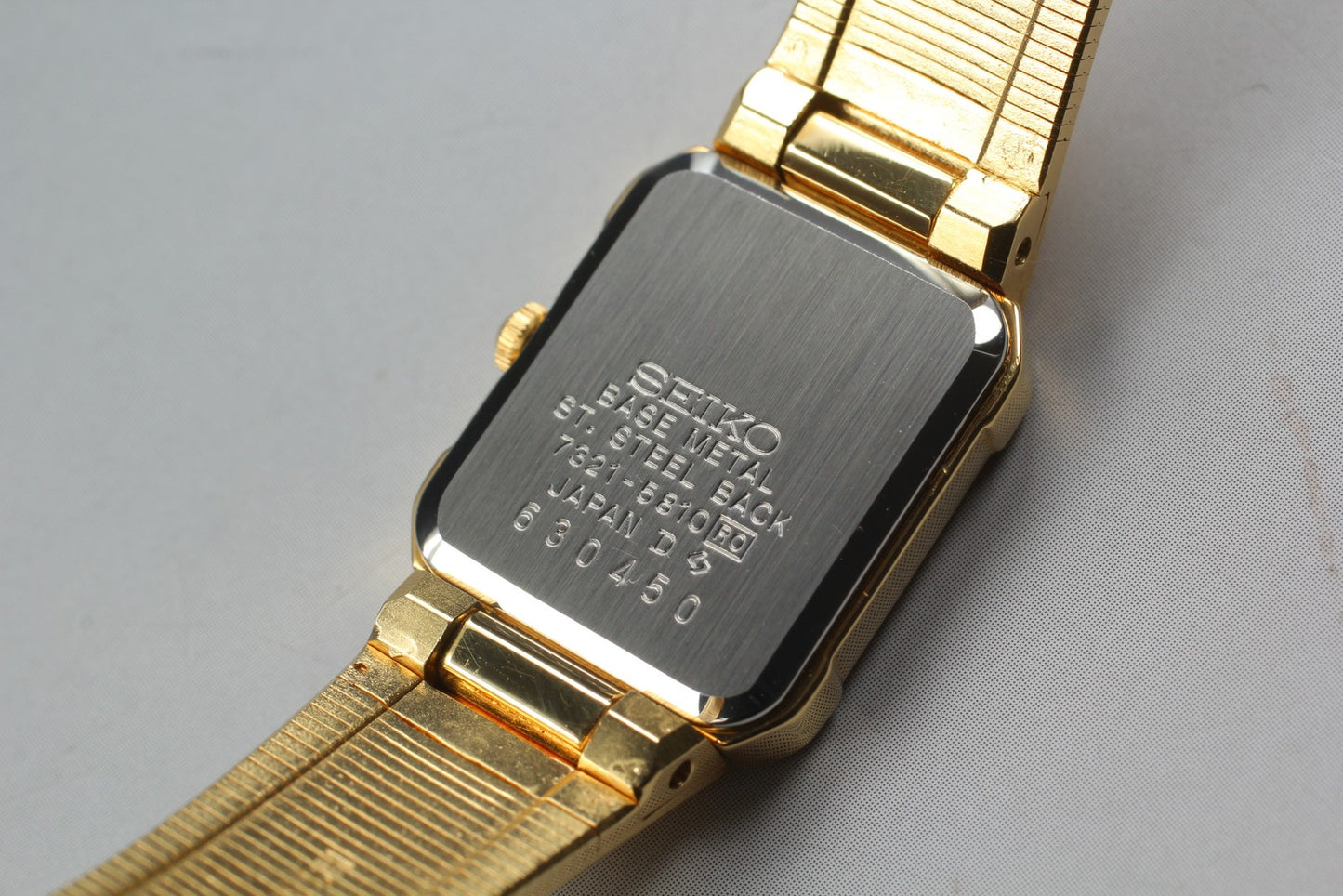 Vtg.1986 [N MINT] SEIKO 7321-5810 Tank 18mm Bracelet Gold Quartz Ladies Watch JP