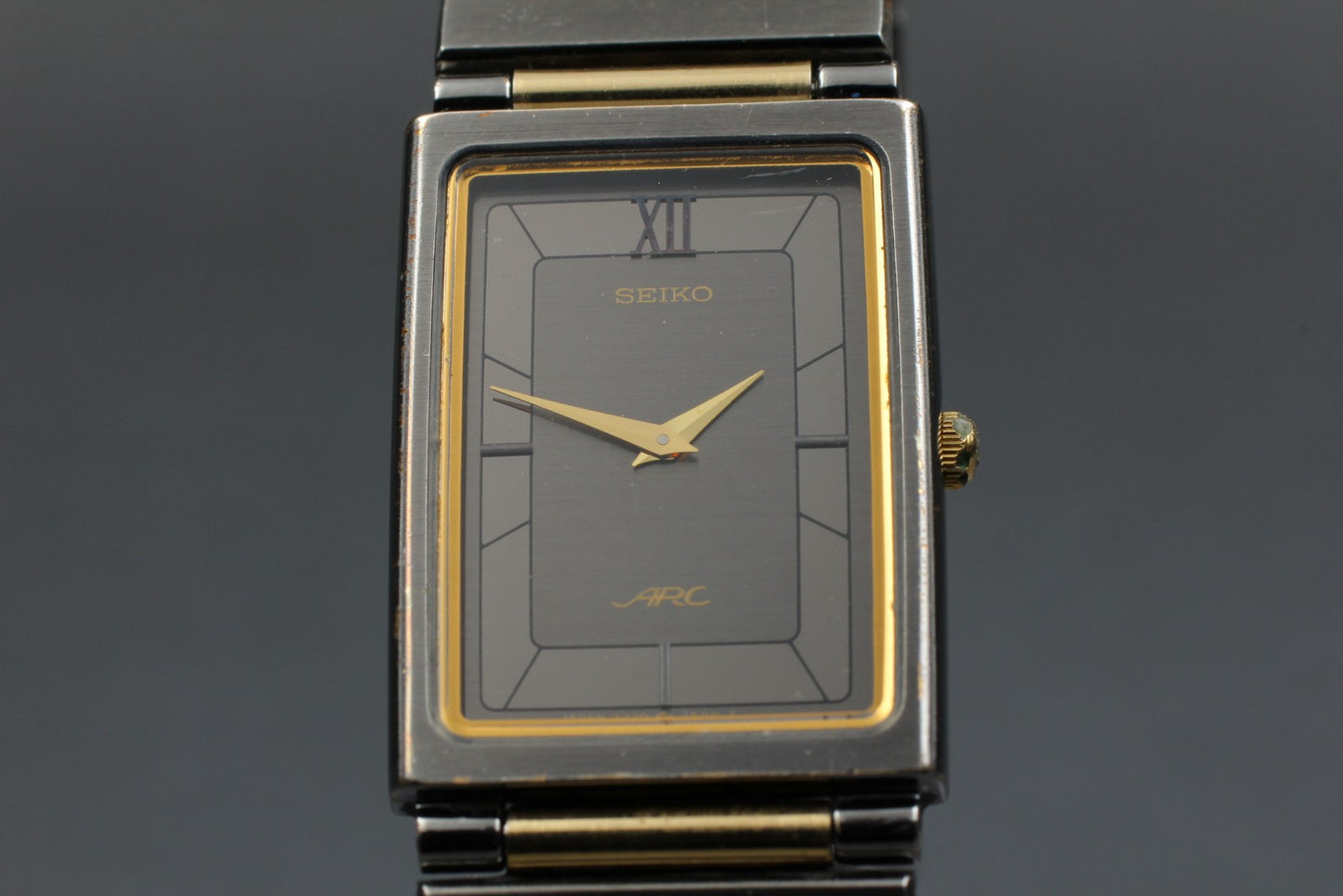 Vin.1985[N MINT] SEIKO ARC 7320-6360 Tank 21mm Bracelet Quartz Men's Watch JAPAN