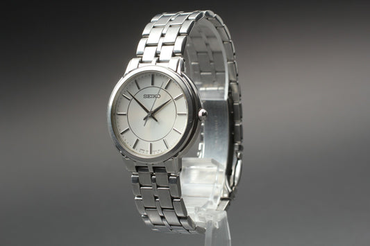 Vin.1991 [N MINT] SEIKO 7N01-0BC0 Round 31mm Silver Quartz Men's Watch JAPAN