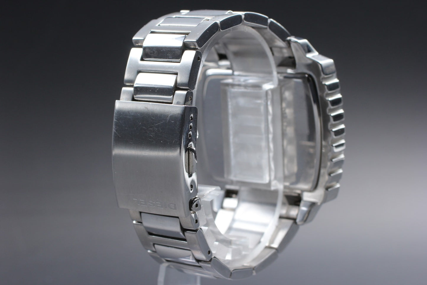 [Near MINT Fullset] DIESEL DZ-1366 Square 44mm Silver Quartz Men's Watch JAPAN