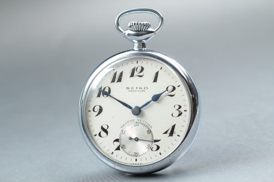 Vintage.1958 [N MINT] SEIKO SHA PRECISION 50mm Silver Manual Pocket watch JAPAN