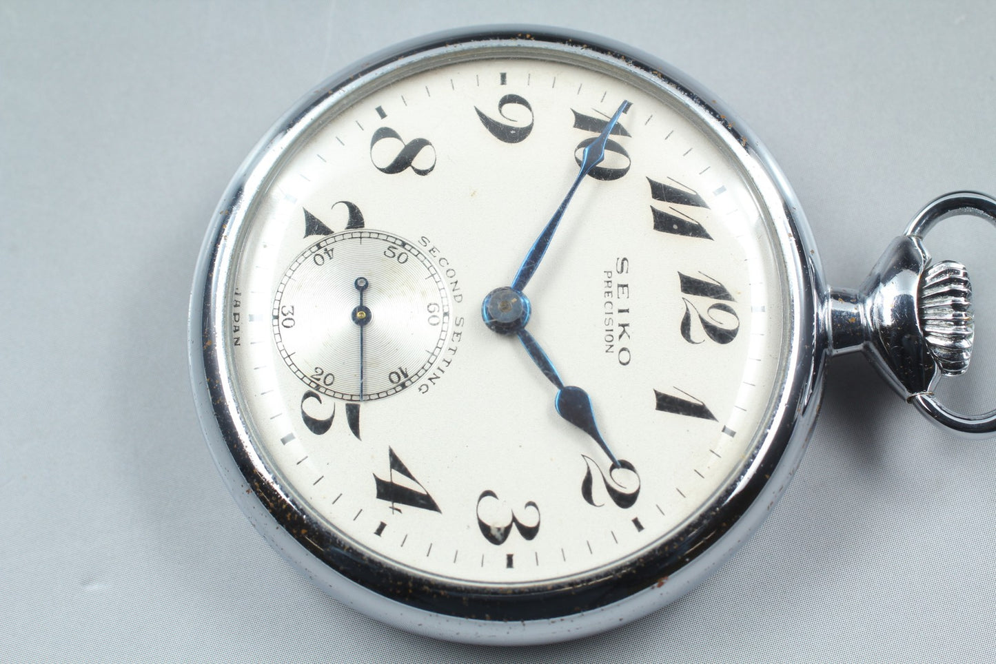Vintage.1958 [N MINT] SEIKO SHA PRECISION 50mm Silver Manual Pocket watch JAPAN