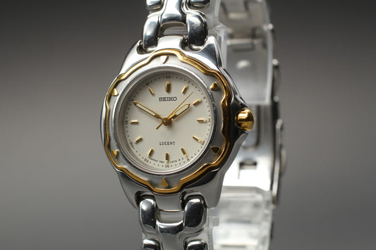 Vtg.1995 [N MINT] SEIKO LUCENT 7N01-6740 28mm Gold Quartz Men's Watch From JAPAN