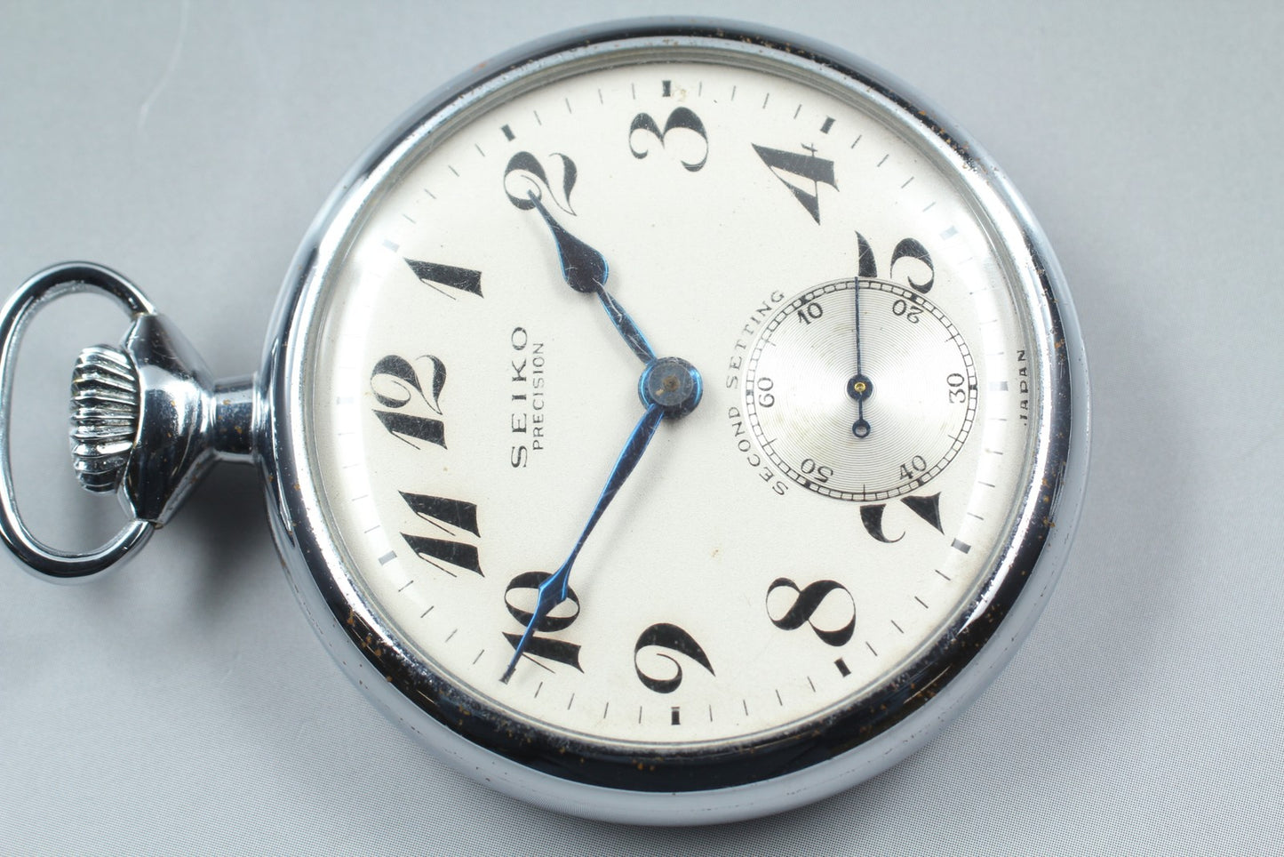 Vintage.1958 [N MINT] SEIKO SHA PRECISION 50mm Silver Manual Pocket watch JAPAN