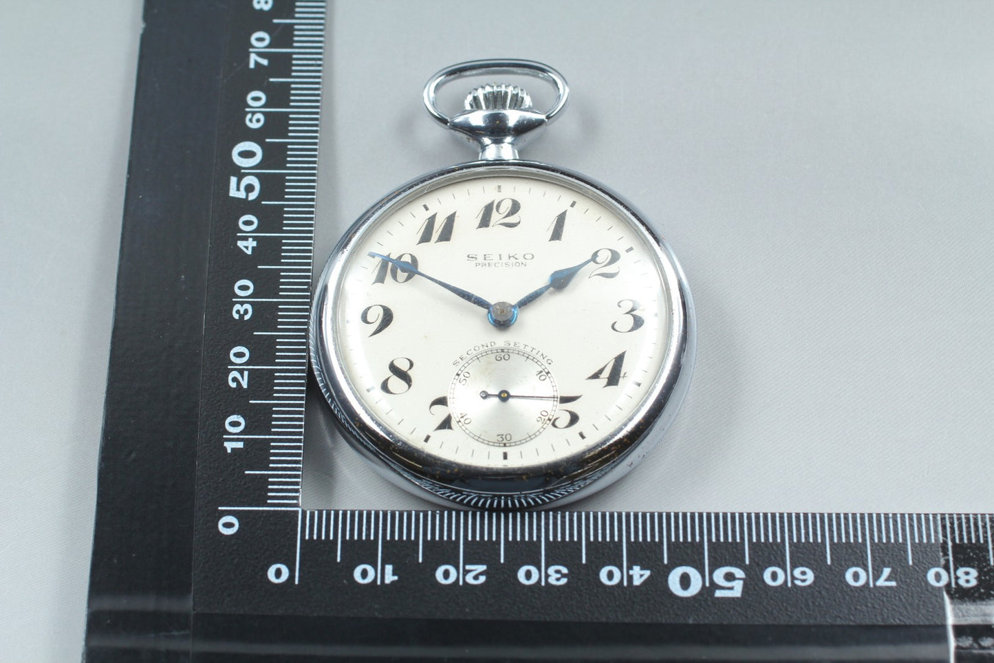 Vintage.1958 [N MINT] SEIKO SHA PRECISION 50mm Silver Manual Pocket watch JAPAN