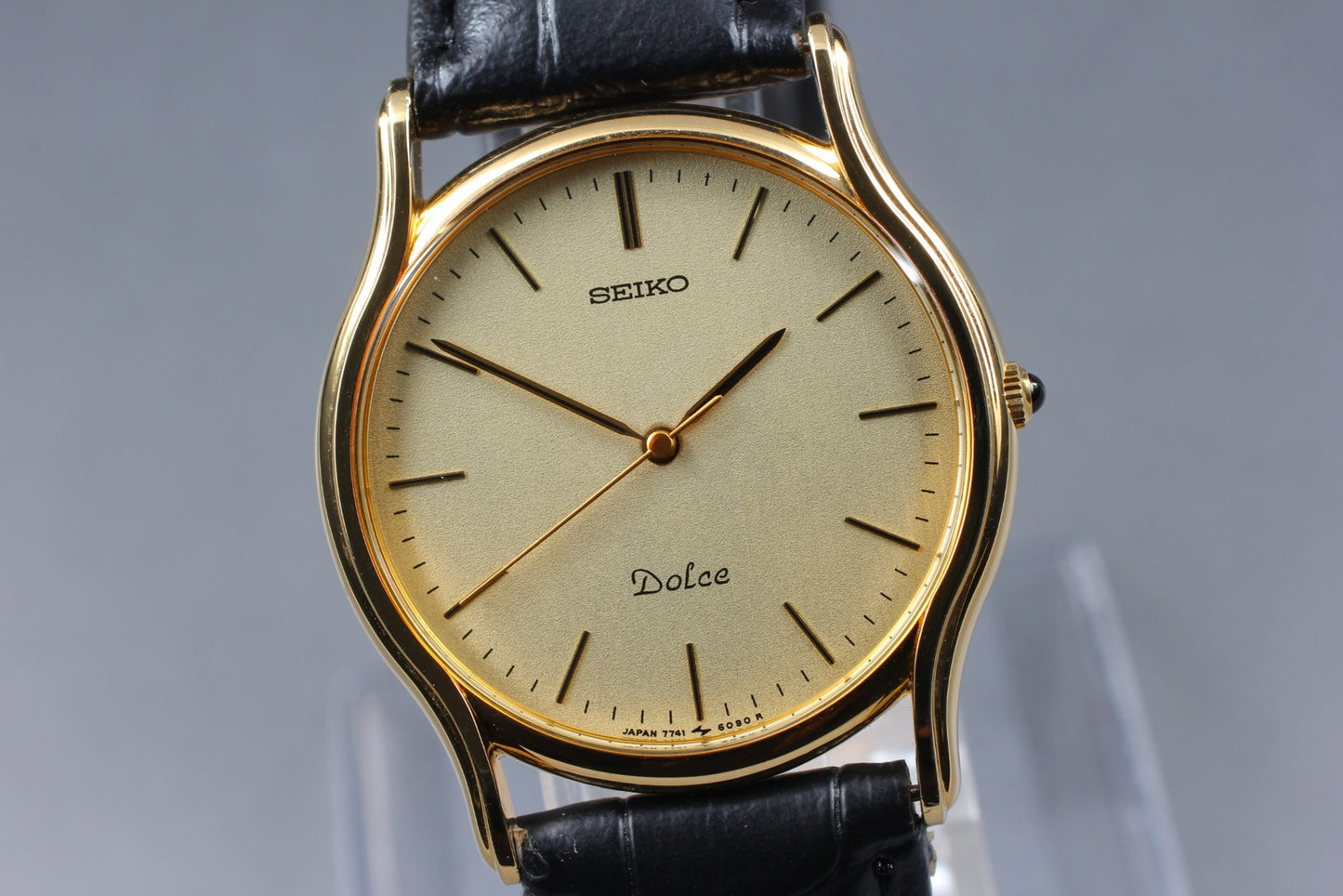 Vtg.1987 [N MINT] SEIKO Dolce 7741-6030 Gold 31mm Quartz Men's Watch From JAPAN