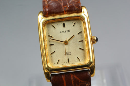 Vtg.1992 [N MINT] CITIZEN EXCEED 5437-F44506 Tank 19mm Quartz Ladies Watch JAPAN