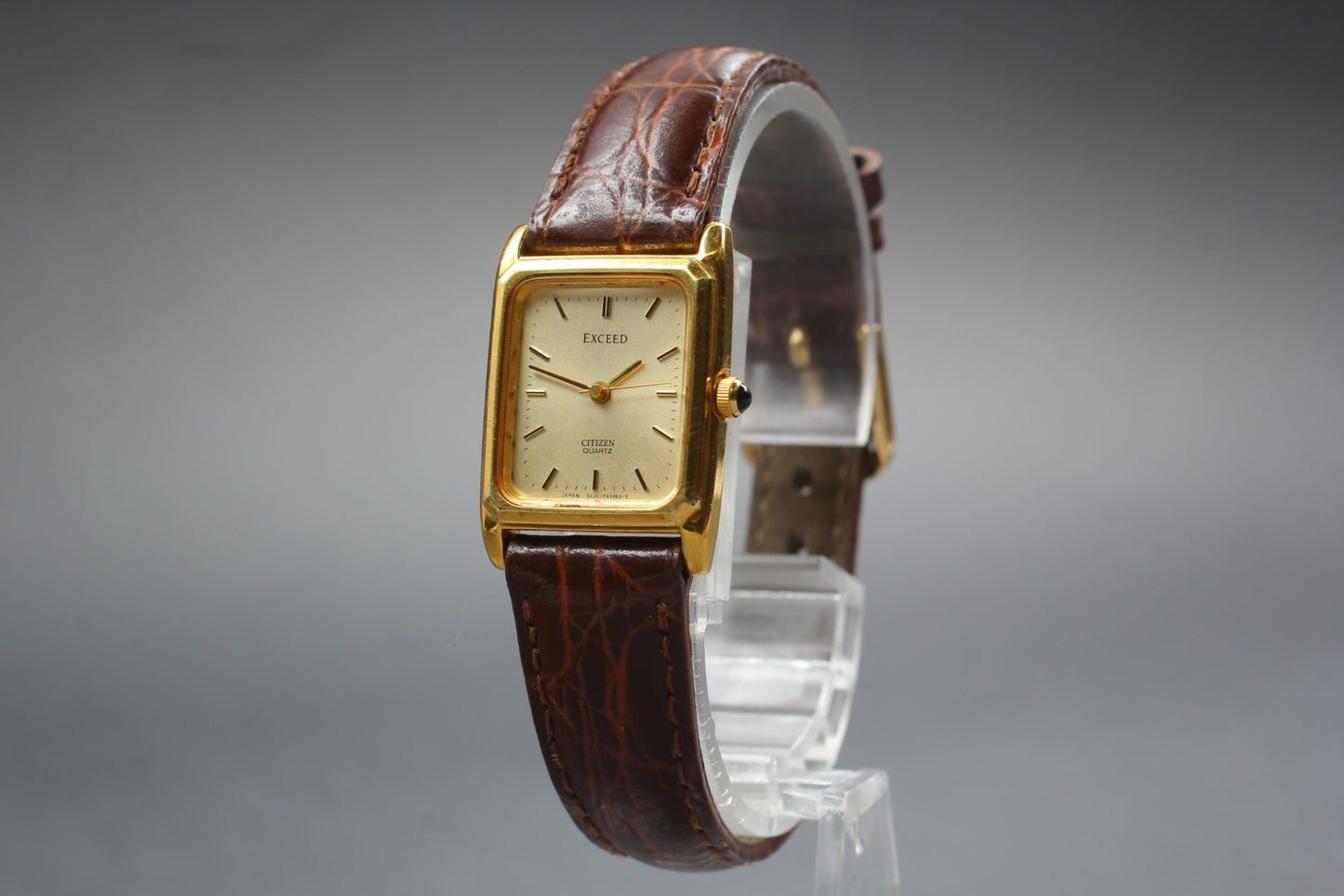 Vtg.1992 [N MINT] CITIZEN EXCEED 5437-F44506 Tank 19mm Quartz Ladies Watch JAPAN