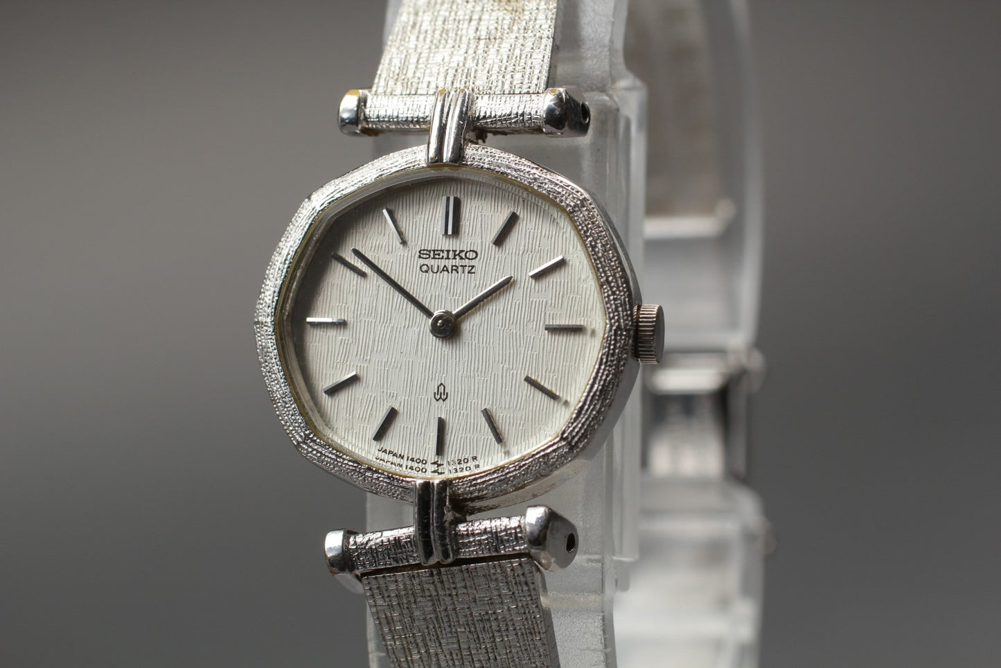 Vin.1989[N MINT] SEIKO 1400-5810 Octagon 17mm Bracelet Quartz Ladies Watch JAPAN