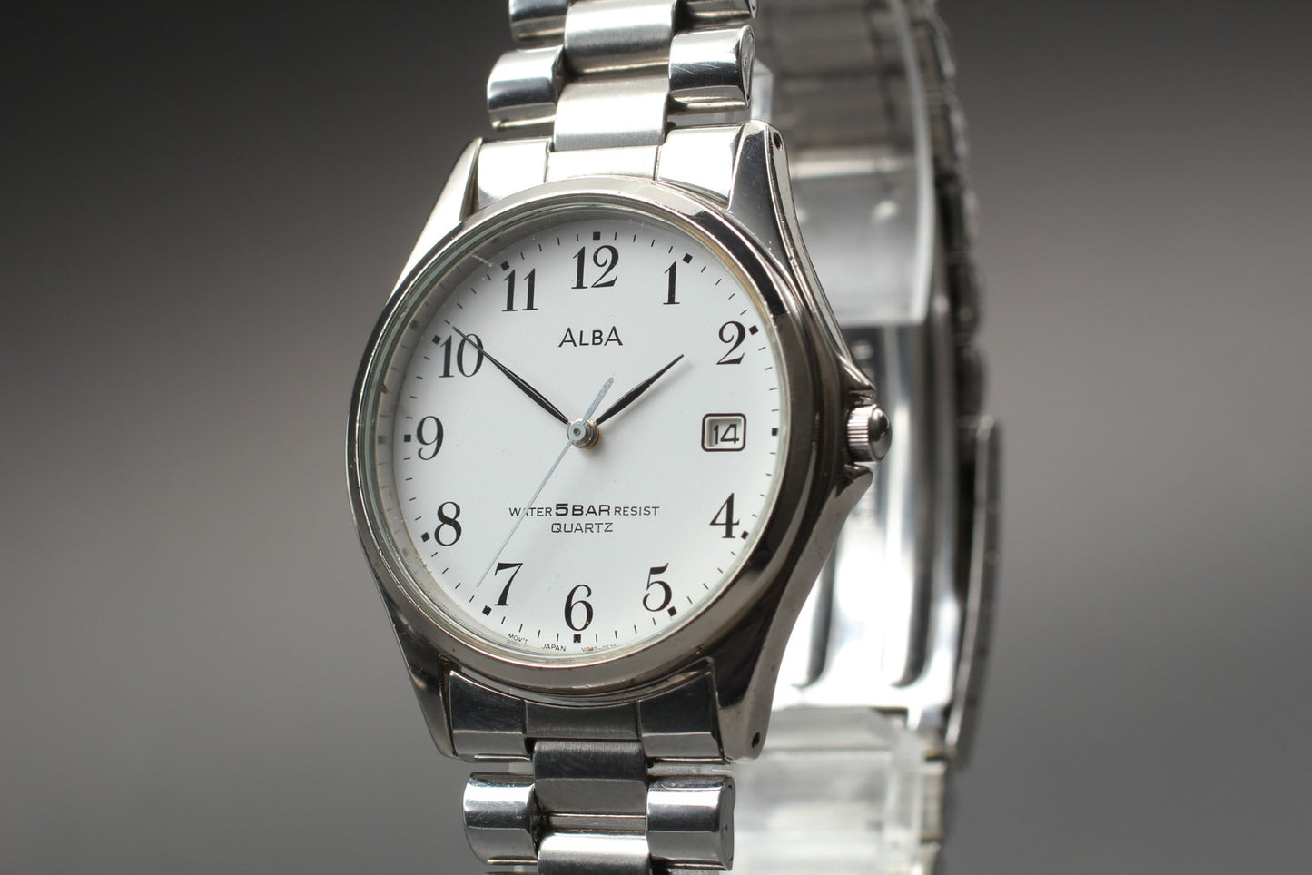 Vtg.1997 [N MINT] SEIKO ALBA V732-0D10 Round Day/Date Quartz Men's Watch JAPAN