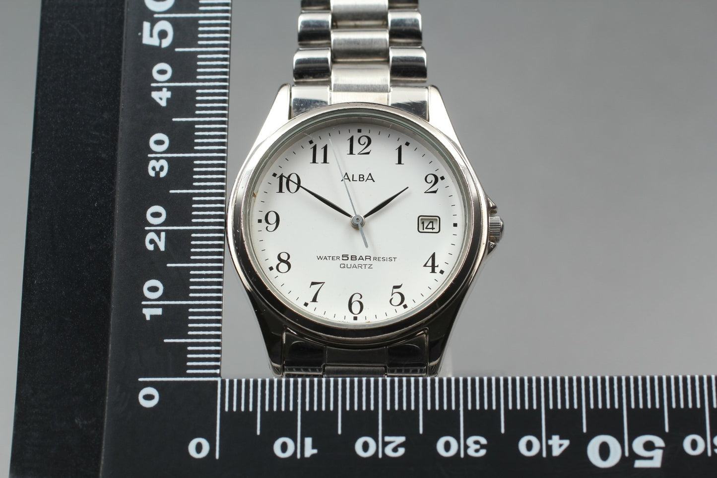 Vtg.1997 [N MINT] SEIKO ALBA V732-0D10 Round Day/Date Quartz Men's Watch JAPAN