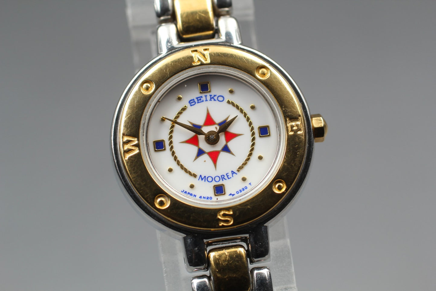 Vtg.1990 [N MINT] SEIKO MOOREA 4N20-0150 Round Quartz Ladies Watch From JAPAN