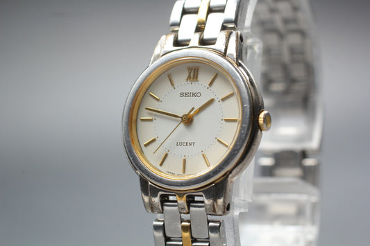 Vtg.1990 [N MINT] SEIKO LUCENT 1F21-0K70 Roman 23mm Quartz Ladies Watch JAPAN