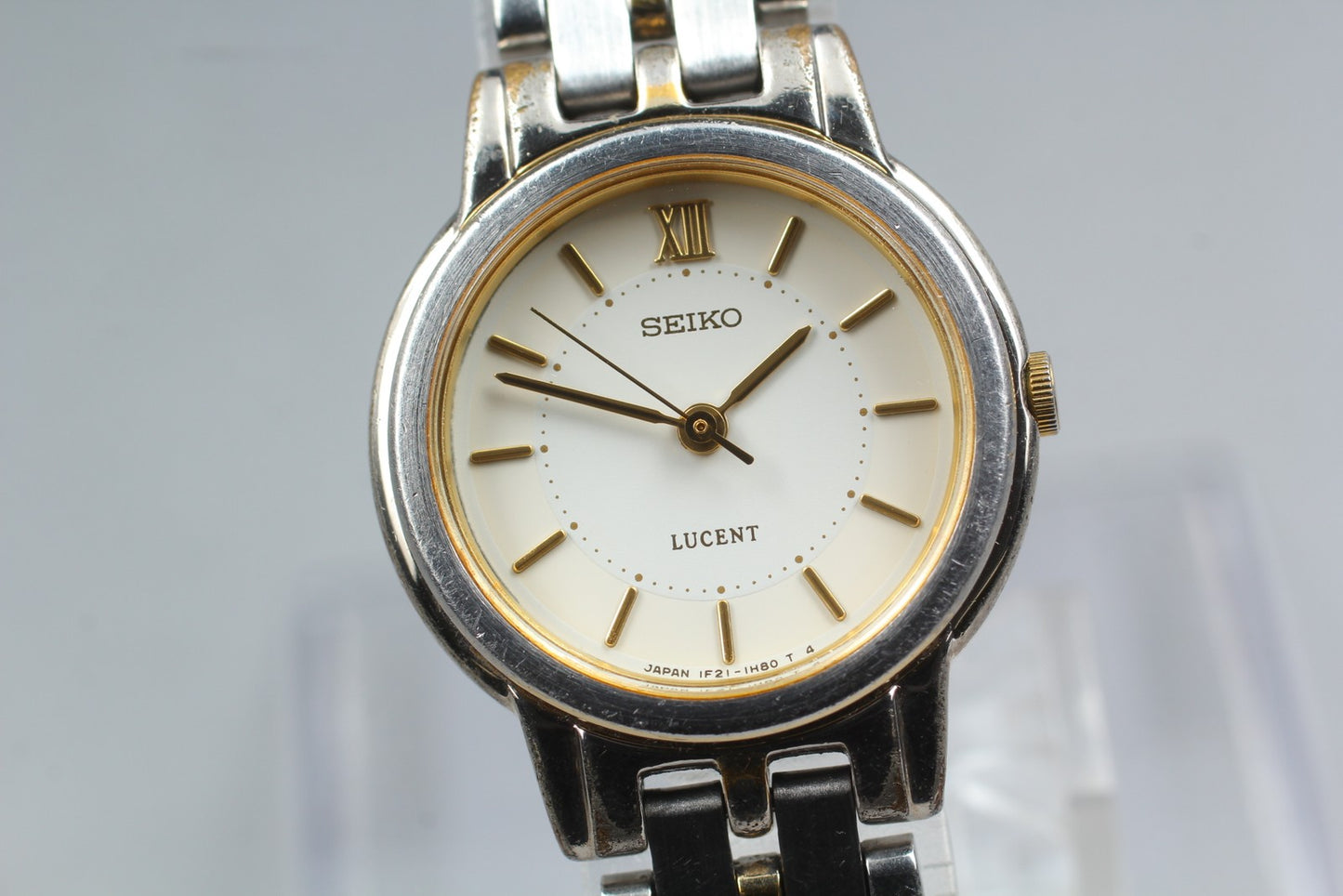 Vtg.1990 [N MINT] SEIKO LUCENT 1F21-0K70 Roman 23mm Quartz Ladies Watch JAPAN