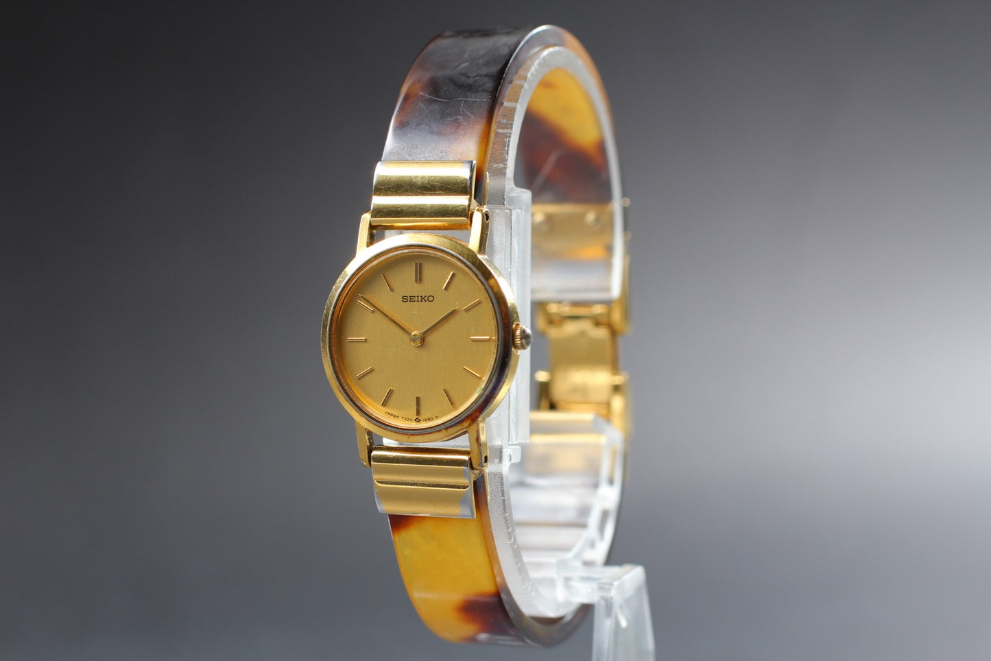 Vtg.1985[N MINT New Batt] SEIKO 7320-016A 21mm Bangle Quartz Ladies Watch JAPAN