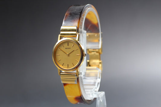 Vtg.1985[N MINT New Batt] SEIKO 7320-016A 21mm Bangle Quartz Ladies Watch JAPAN