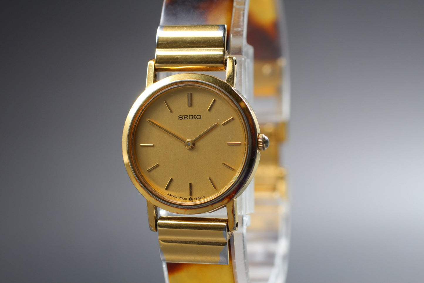 Vtg.1985[N MINT New Batt] SEIKO 7320-016A 21mm Bangle Quartz Ladies Watch JAPAN