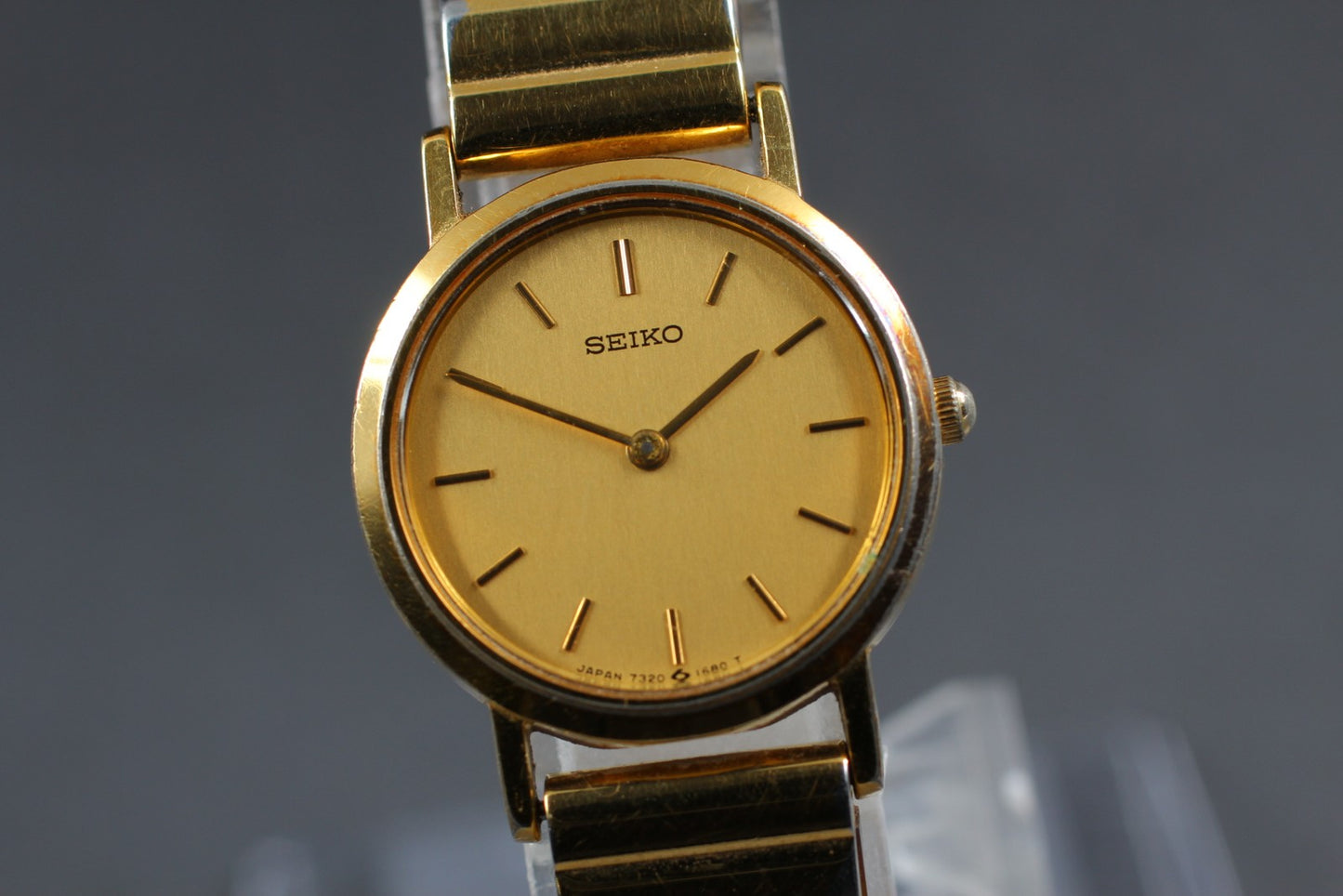 Vtg.1985[N MINT New Batt] SEIKO 7320-016A 21mm Bangle Quartz Ladies Watch JAPAN