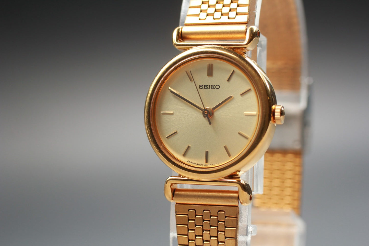 Vtg.1992 [N MINT] SEIKO 4N21-0052 22mm Bracelet Gold Quartz Ladies Watch JAPAN