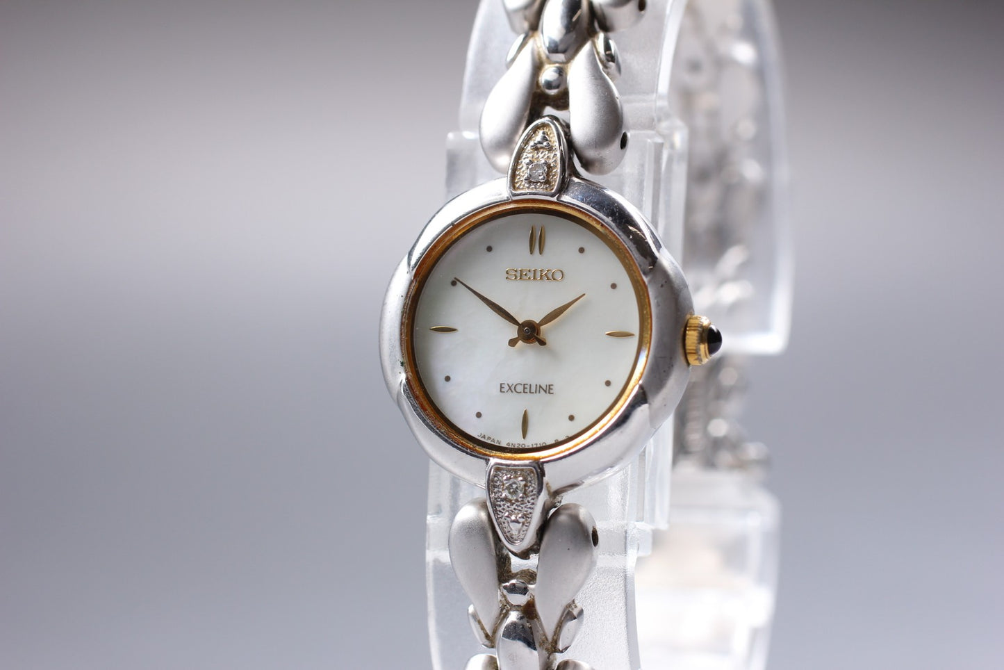 Vtg.1985 [Exc+5] SEIKO Exceline 4N20-1060 Bracelet Quartz Ladies Watch JAPAN