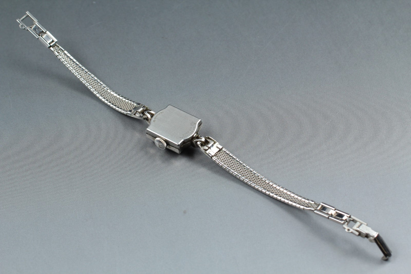 Vintage [N MINT] HAMILTON Square 15mm Silver Bracelet Manual Ladies Watch JAPAN