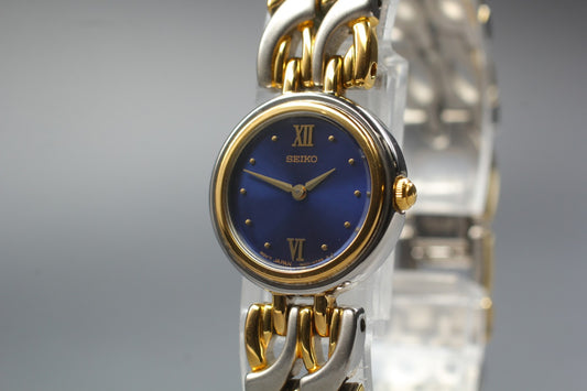 Vtg.1990 [N MINT] SEIKO 1N00-1D90 Roman 20mm Bracelet Quartz Ladies Watch JAPAN