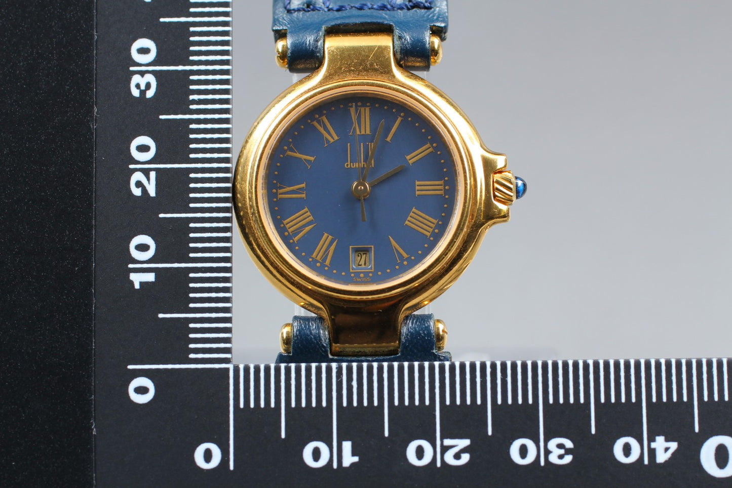 Rare Blue [N MINT / New Batt] Dunhill P12 Roman 25mm Quartz Ladies Watch JAPAN