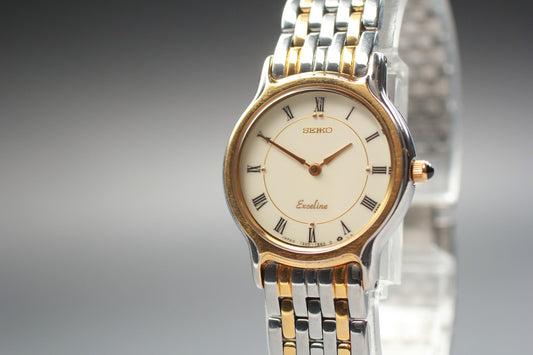Vtg.1987 [N MINT] SEIKO Exceline 7320-0390 Roman 23mm Quartz Ladies Watch JAPAN
