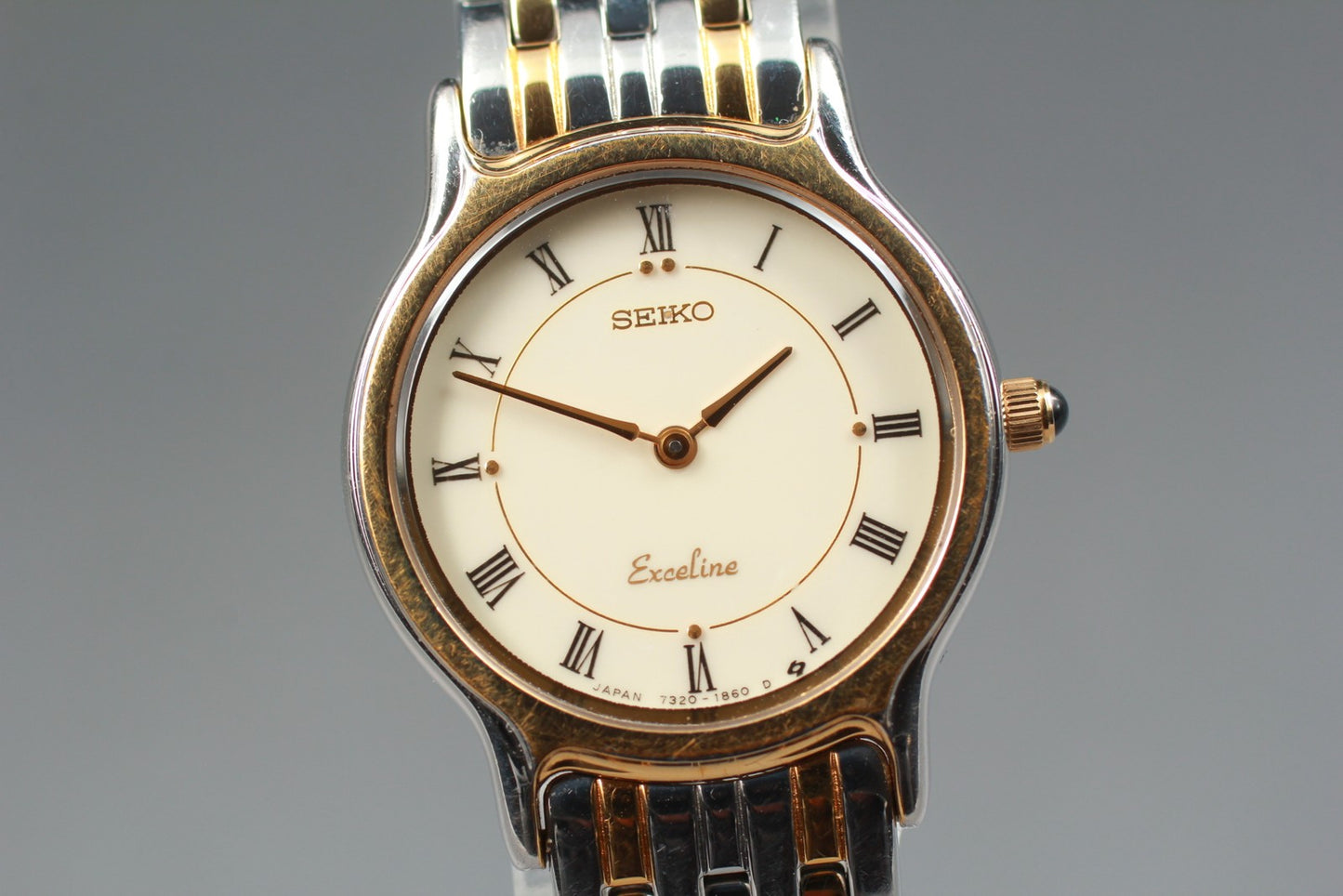 Vtg.1987 [N MINT] SEIKO Exceline 7320-0390 Roman 23mm Quartz Ladies Watch JAPAN