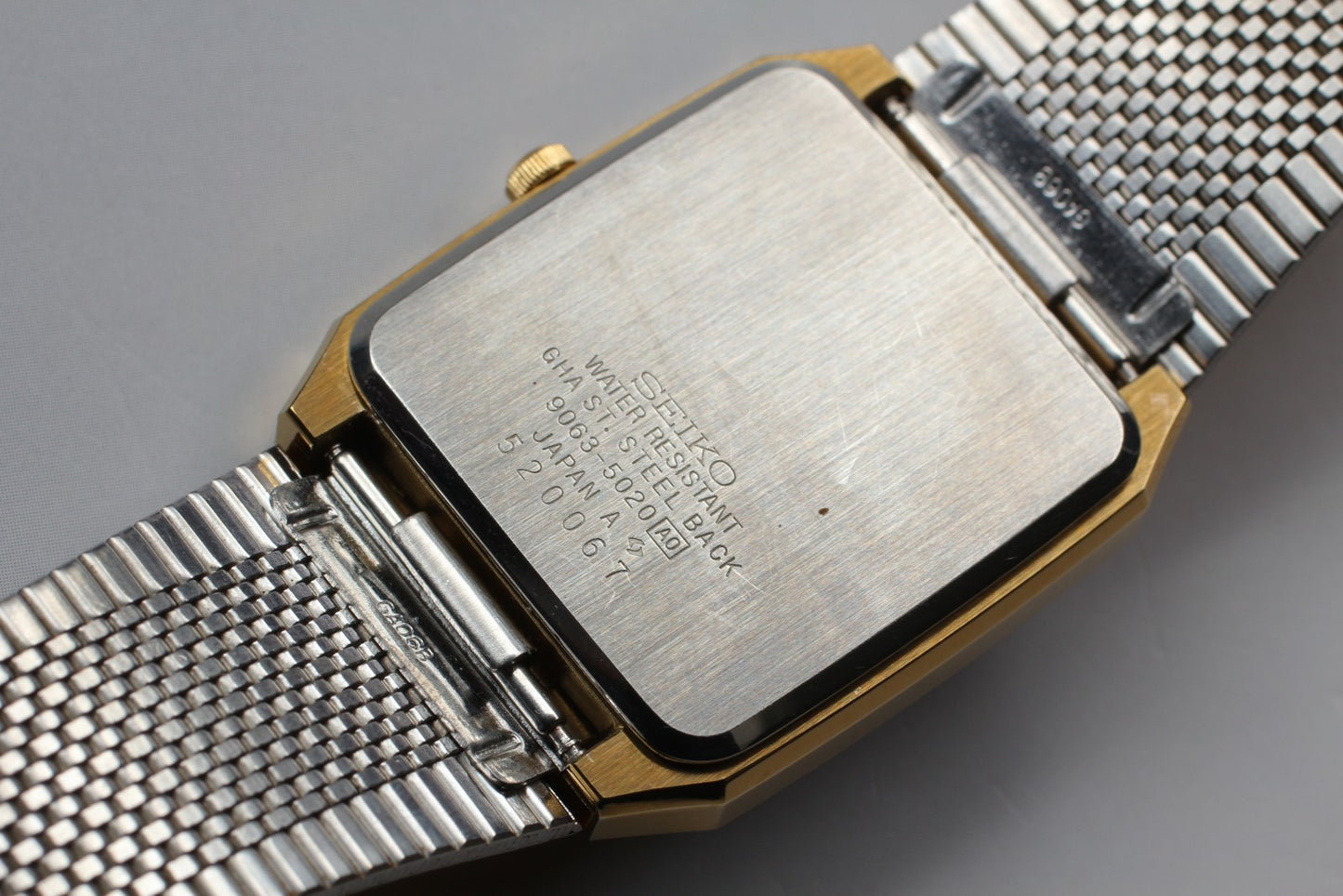 Vtg.1985[N MINT] SEIKO MAJESTA 9063-5020 Tank 29mm Gold Quartz Men's Watch JAPAN