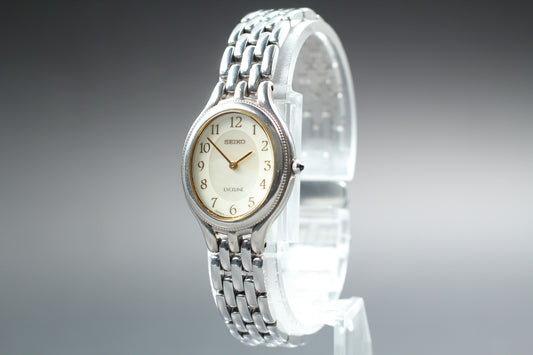 Vtg.1992 [N MINT] SEIKO EXCELINE 1F20-6H00 Oval 21mm Quartz Ladies Watch JAPAN