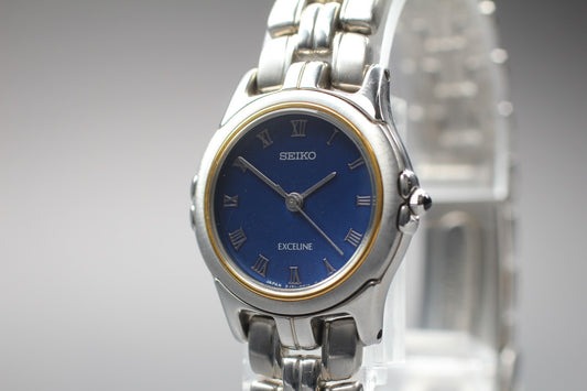 Vtg.1994 [N MINT] SEIKO Exceline HAQ 2J31-0010 Blue Quartz Ladies Watch JAPAN