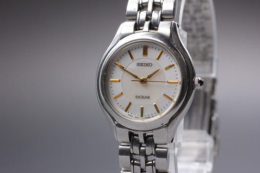 Vtg.1993 [Near MINT] SEIKO EXCELINE 4J41-0030 Bracelet Quartz Ladies Watch JAPAN