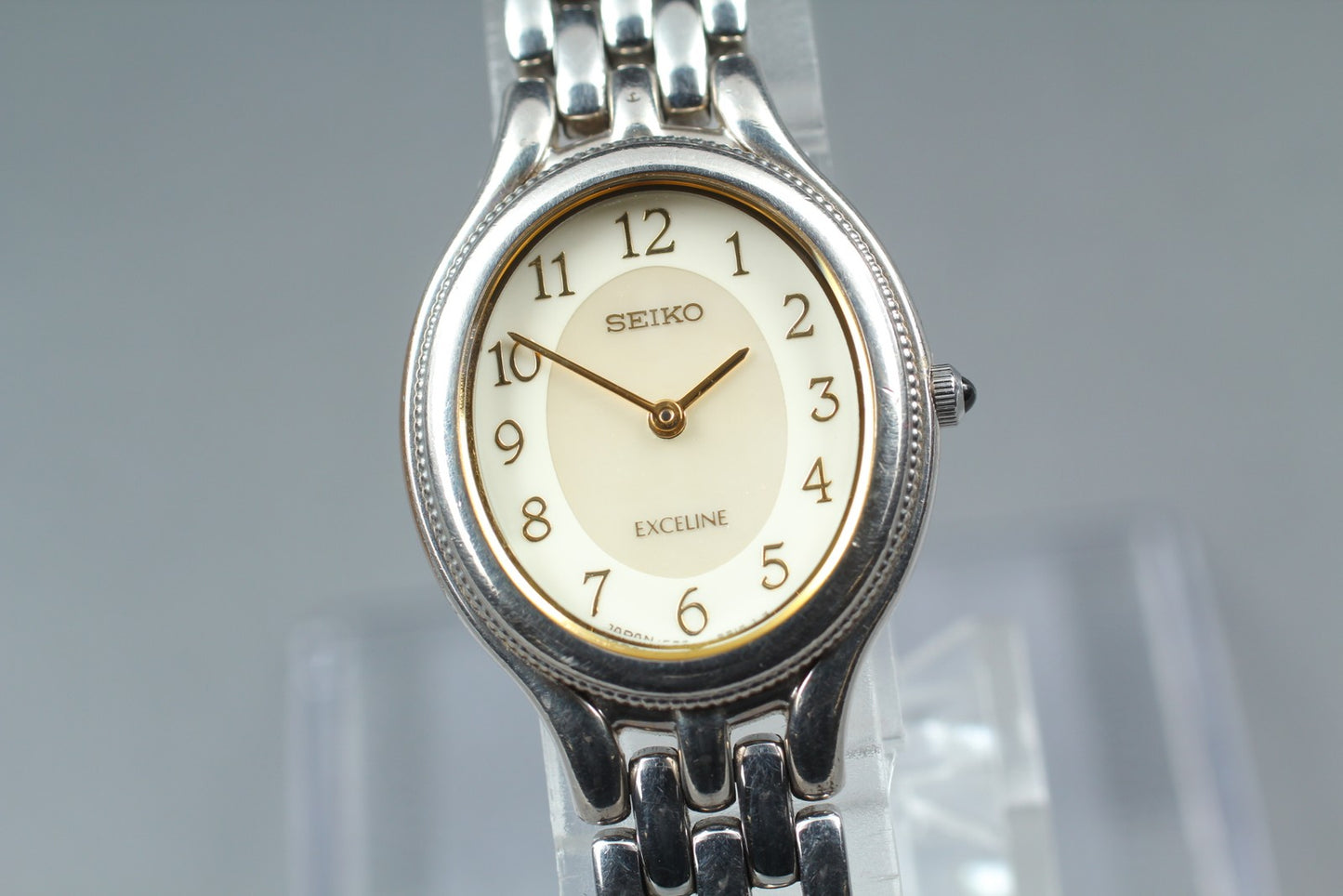 Vtg.1992 [N MINT] SEIKO EXCELINE 1F20-6H00 Oval 21mm Quartz Ladies Watch JAPAN