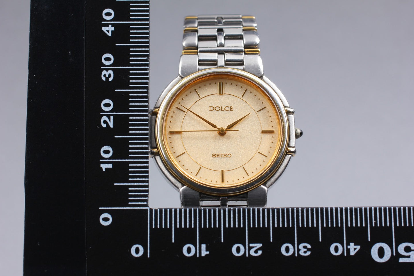 Vin.1992 [N MINT / New Batt] SEIKO Dolce 8N41-6160 Gold Quartz Men's Watch JAPAN