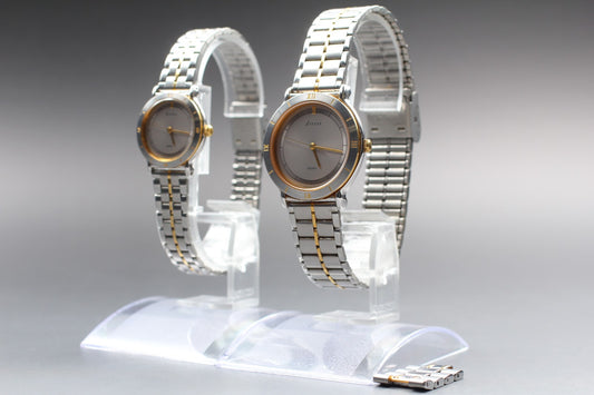 Vyg.[N MINT] SEIKO 7N01-6B80 1F21-0E30 Roman Two Tone  Quartz Pair Watch JAPAN