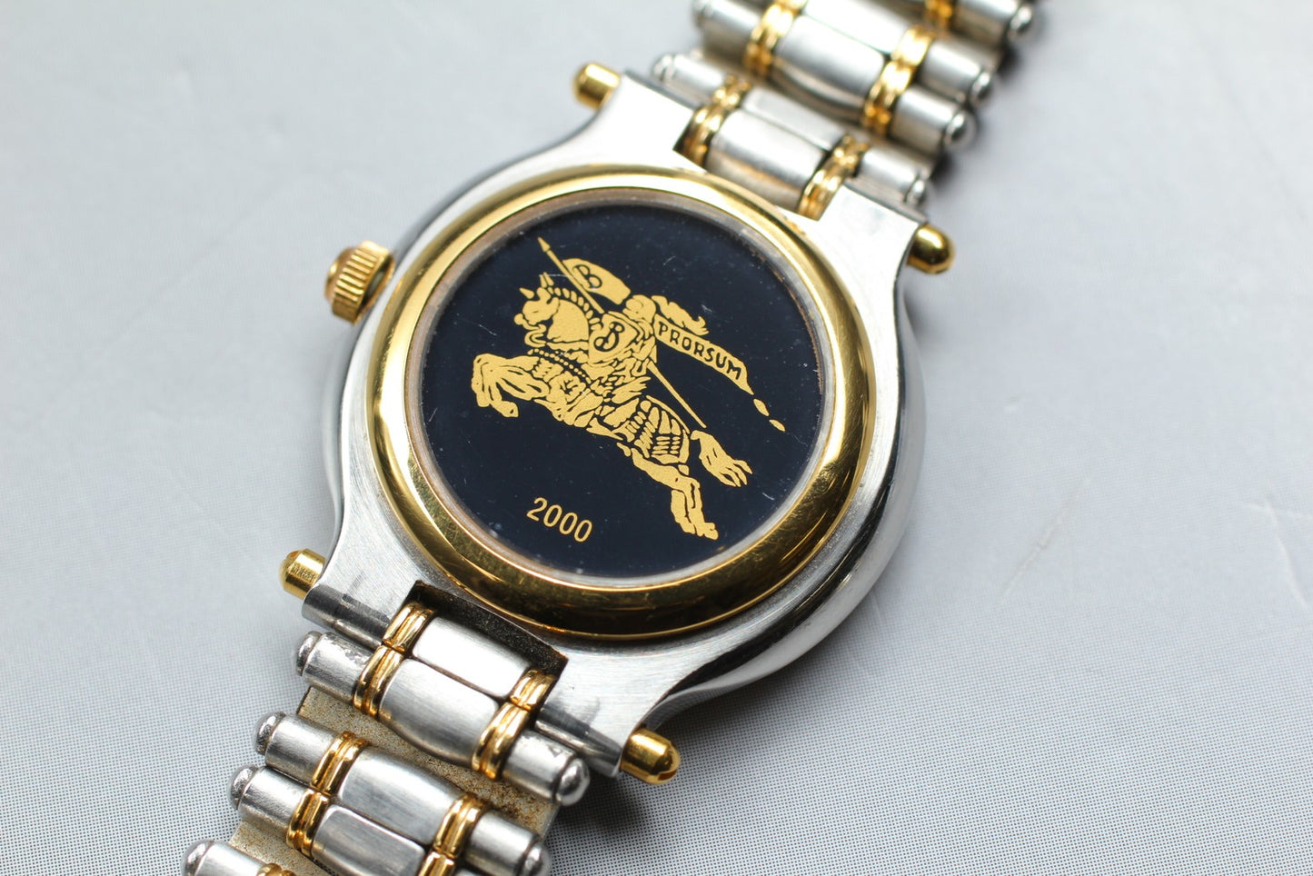 Vtg.[Near MINT w/ Box] BURBERRYS 2000 Day/Date Bracelet Quartz PAIR Watch JAPAN