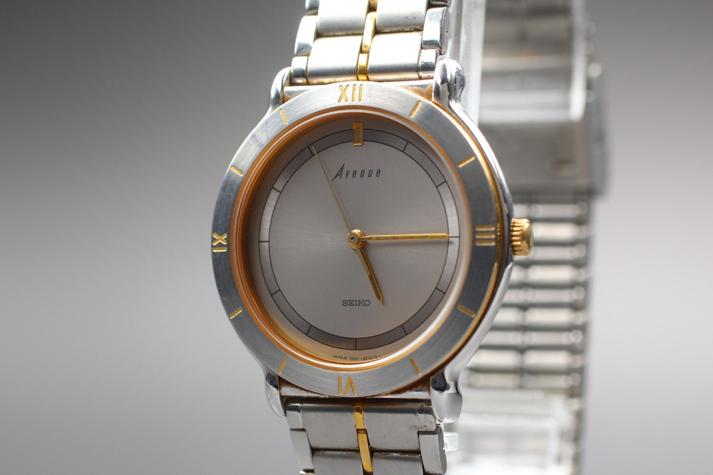 Vyg.[N MINT] SEIKO 7N01-6B80 1F21-0E30 Roman Two Tone  Quartz Pair Watch JAPAN