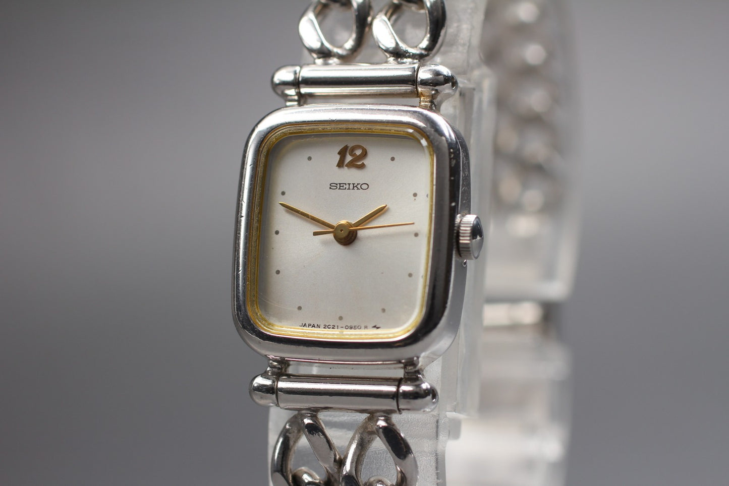 Vtg.1985 [Near MINT] SEIKO 2C21-5360 Tank Bracelet Quartz Ladies Watch JAPAN