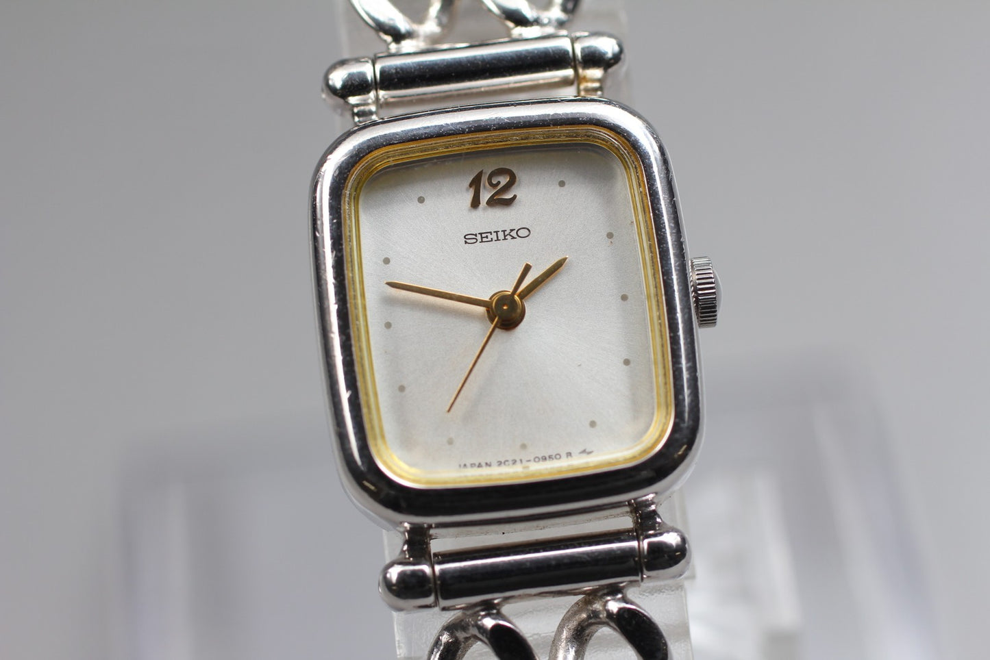 Vtg.1985 [Near MINT] SEIKO 2C21-5360 Tank Bracelet Quartz Ladies Watch JAPAN