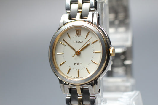 Vtg.1988[N MINT] SEIKO LUCENT 1F21-0K70 Roman Bracelet Quartz Ladies Watch JAPAN